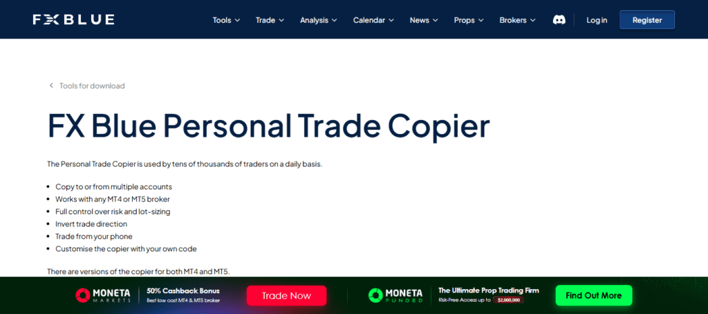 FX Blue Personal Trade Copier