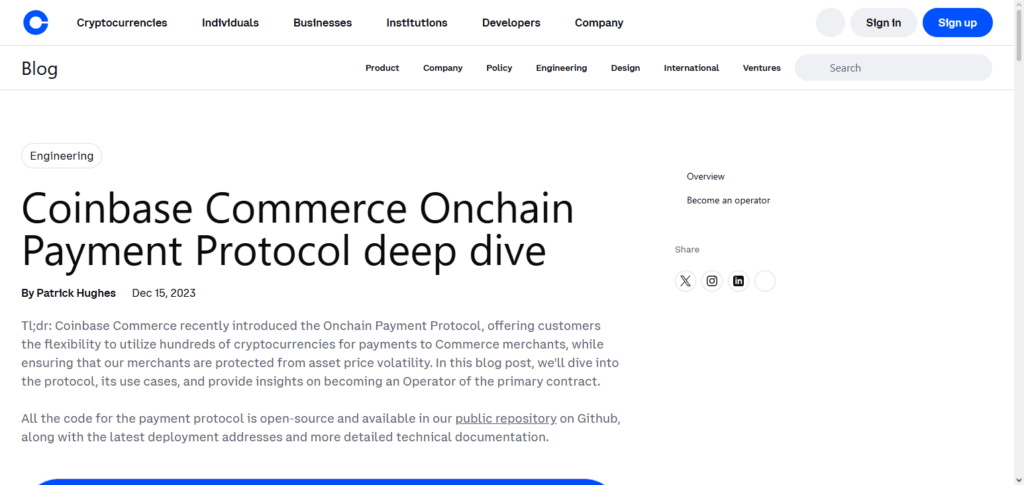 Coinbase Commerce (Onchain Payments) 